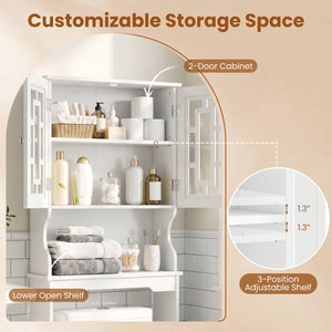 Space-saving bathroom storage unit for over the toilet