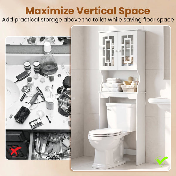 Space-saving bathroom storage unit for over the toilet