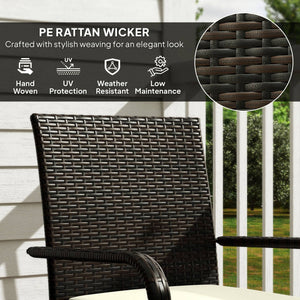 3-piece wicker garden furniture set with stackable chairs, brown
