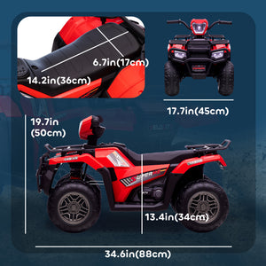 12V Off-Road Quad with Music and Knobby Tires, Red