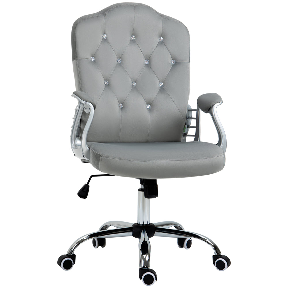 Velvet office chair with swivel casters, grey