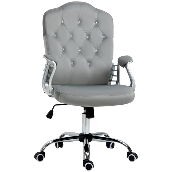 Velvet office chair with swivel casters, grey
