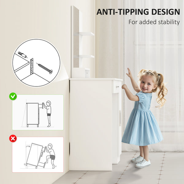 Dressing table with mirror, makeup cabinet with drawer, adjustable shelves