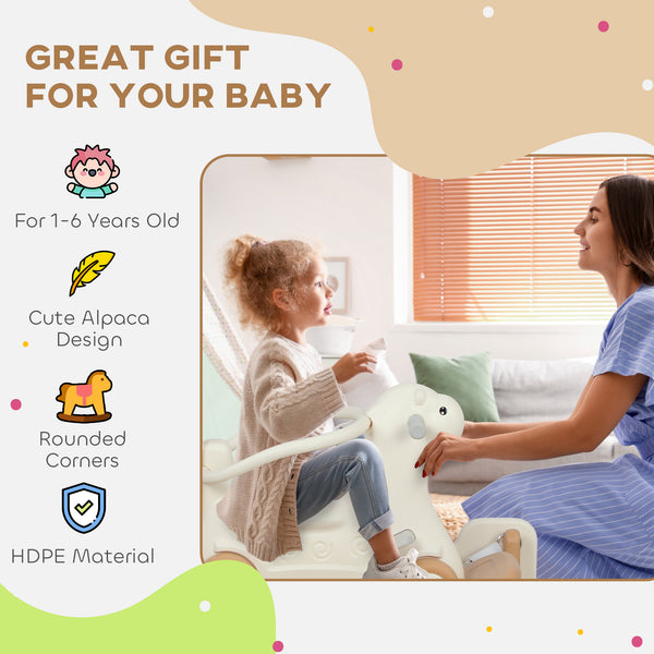 5-in-1 Rocking Horse with Balance Board, Push Handle, Brown 