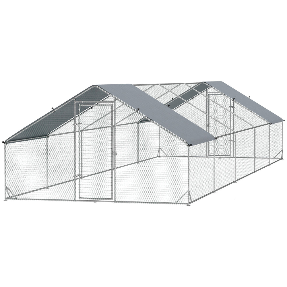 Metal chicken coop with waterproof and UV-resistant cover