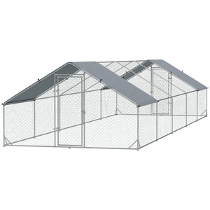 Metal chicken coop with waterproof and UV-resistant cover