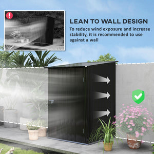 Galvanized steel garden shed with lockable door, dark grey