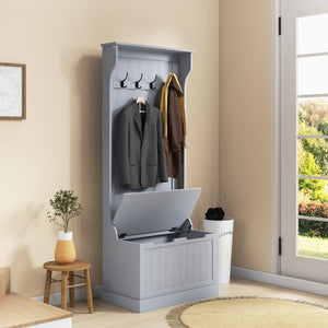 3-in-1 Hallway Unit with Coat Rack, Grey 