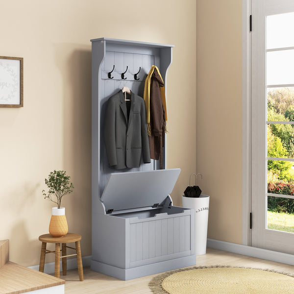 3-in-1 Hallway Unit with Coat Rack, Grey 