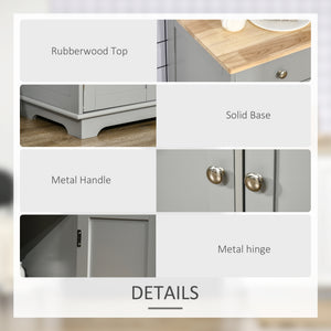Modern buffet with cupboards, drawers and adjustable shelves for living room, grey