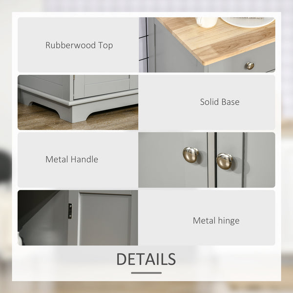 Modern buffet with cupboards, drawers and adjustable shelves for living room, grey