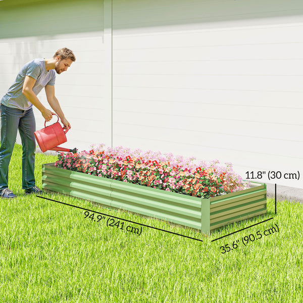 Galvanized raised planter, green