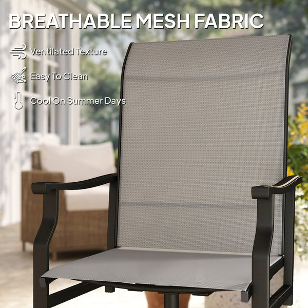 Set of 2 outdoor swivel high-back chairs, light gray