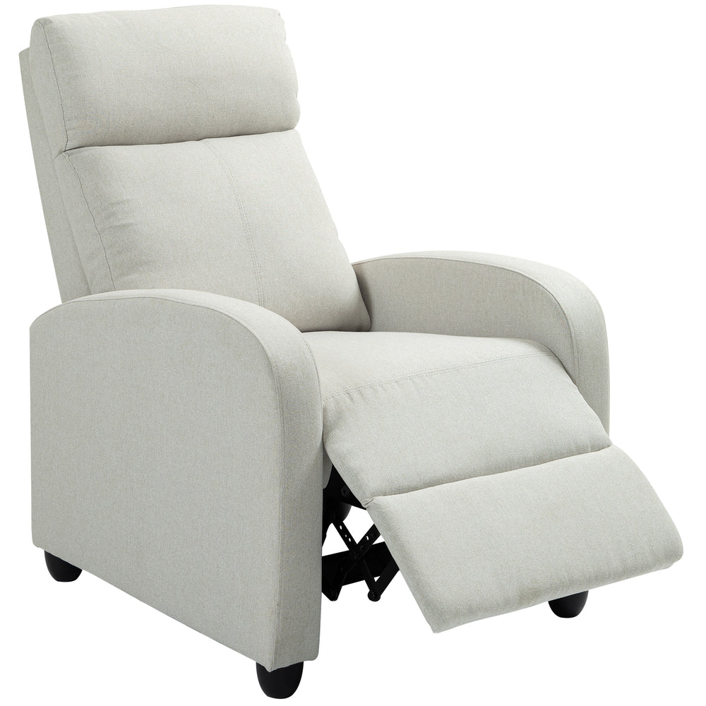 Manual fabric recliner with upholstered seat, cream white
