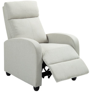 Manual fabric recliner with upholstered seat, cream white