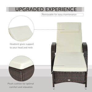Woven resin chaise lounge with headrest, cream white