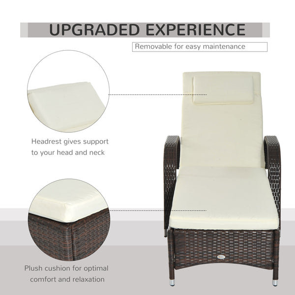 Woven resin chaise lounge with headrest, cream white