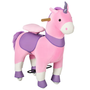 Mechanical pony toy with wheels, pink