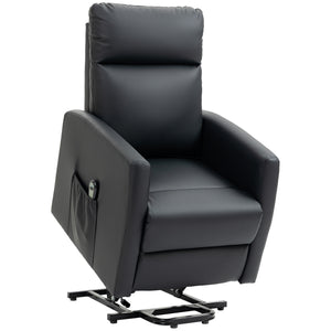 Electric Lift Recliner Chair with Remote Control and Side Pocket, Black