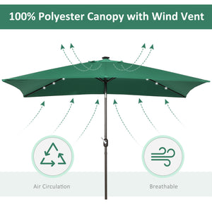 9.7-foot rectangular patio umbrella with crank handle and LED lighting 