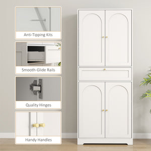 Modern storage unit with shaker doors and adjustable shelves, white