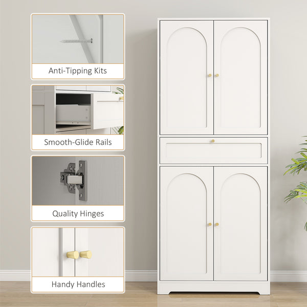Modern storage unit with shaker doors and adjustable shelves, white