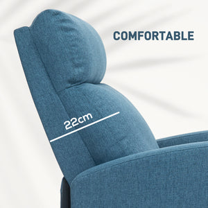 Manual reclining fabric armchair for home theater, blue