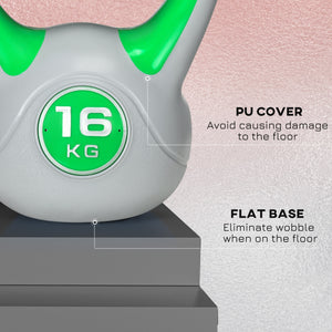 35 lb kettlebell with wide handle and stable base – Green and gray