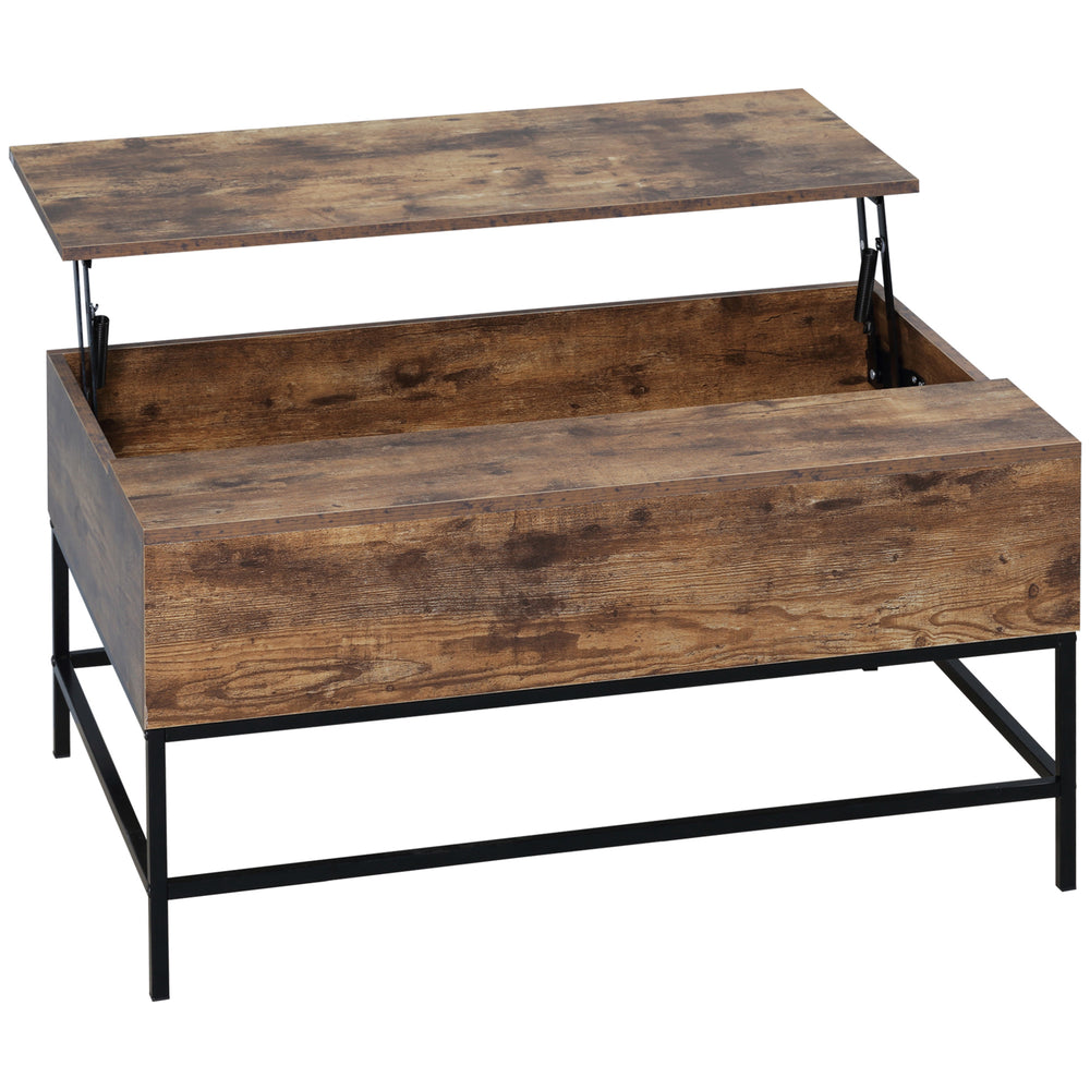 Rustic Brown Lift-Up Coffee Table for Living Room