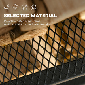 2-tier log rack with 4 accessories black