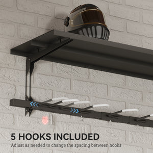 Wall-mounted rack for 5 bikes, black