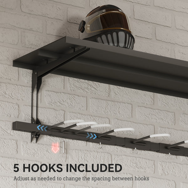 Wall-mounted rack for 5 bikes, black