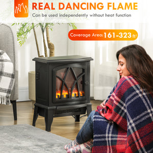 750W/1500W Black Electric Fireplace Stove