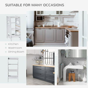 Heavy-duty step stool with 3-level adjustable height and safety rail, grey