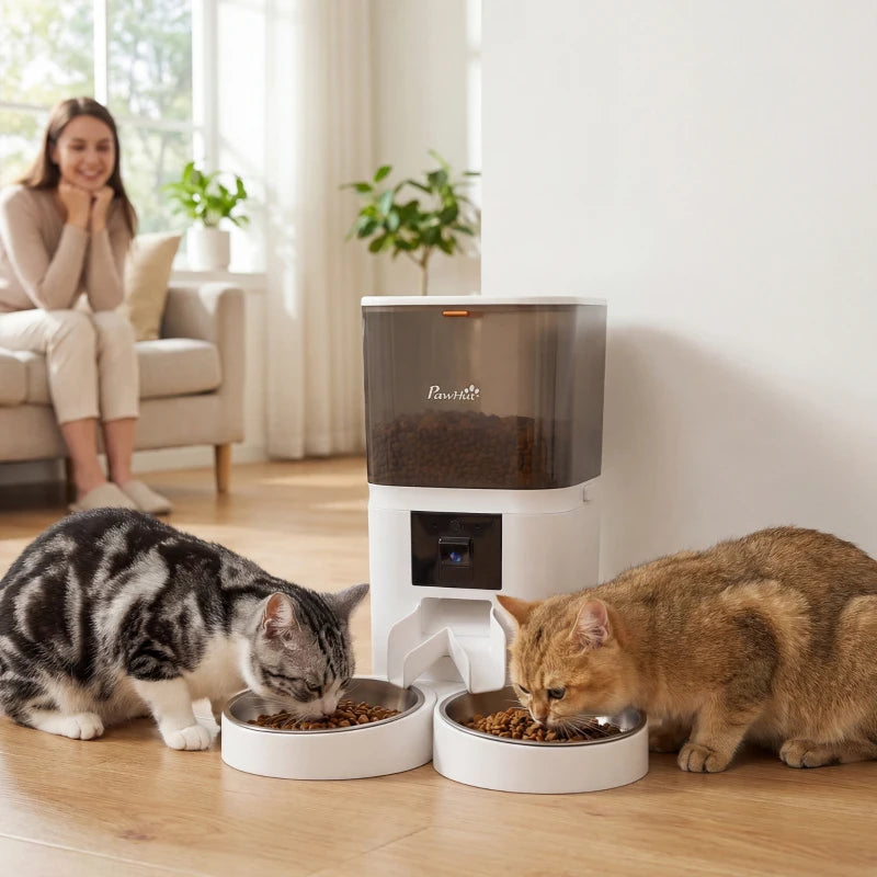 Automatic cat feeder for 2 cats with HD camera