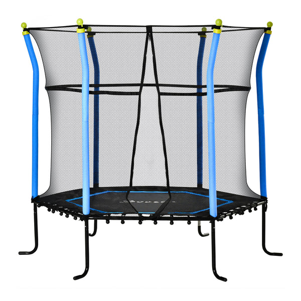 160cm Indoor Mini Trampoline with Safety Net, Blue