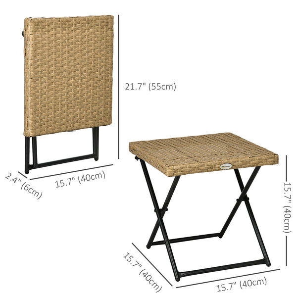 Folding garden coffee table in woven resin