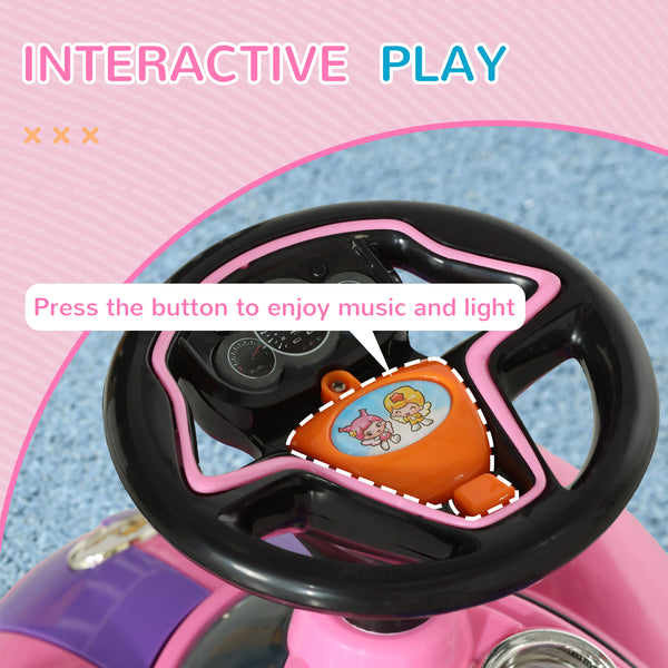 Toddler Push Car with Music, Horn and Light, Pink