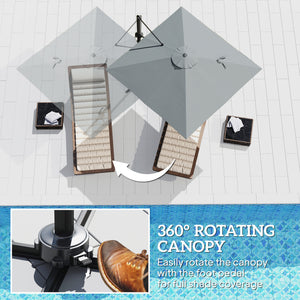 2.4m Aluminum Cantilever Umbrella with 360° Rotation, Cross Base, Crank &amp; Tilt, Dark Grey