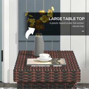 Folding outdoor side table in rattan, brown