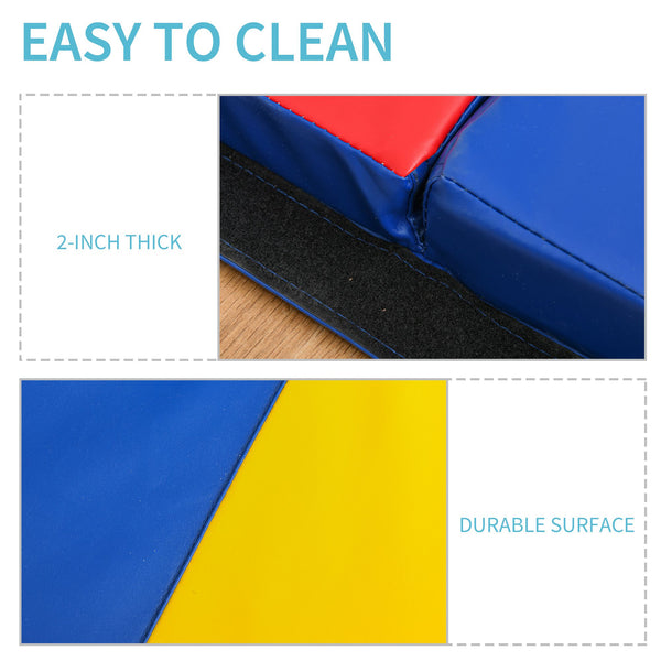 4'x10'x2'' Folding Gym Mat with Carry Handles, Multicolor