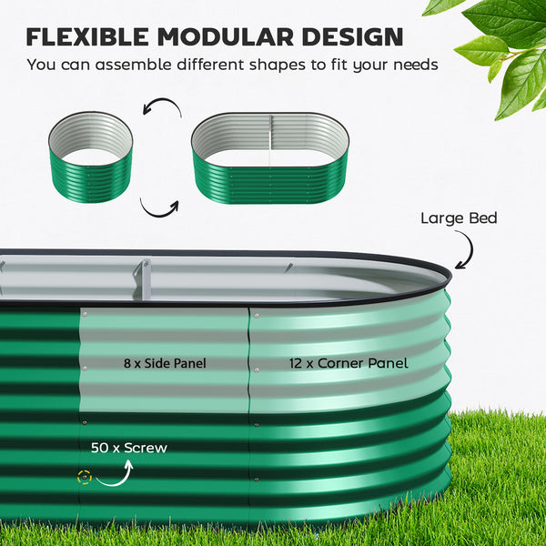 Galvanized raised planter with safety edging and gloves included, dark green 