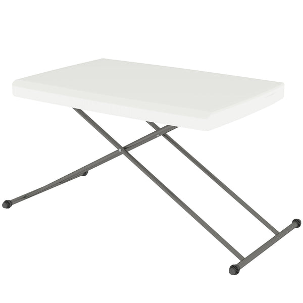 Adjustable outdoor folding table with 3 height settings, white