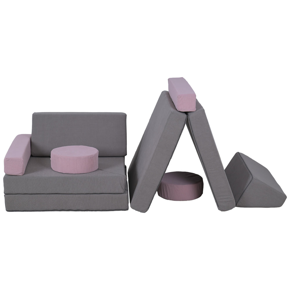 12 Piece Kids Modular Play Sofa Set, Grey