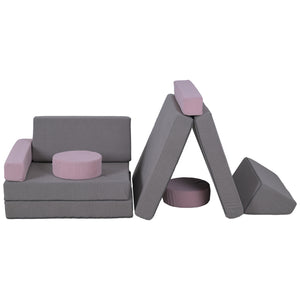 12 Piece Kids Modular Play Sofa Set, Grey