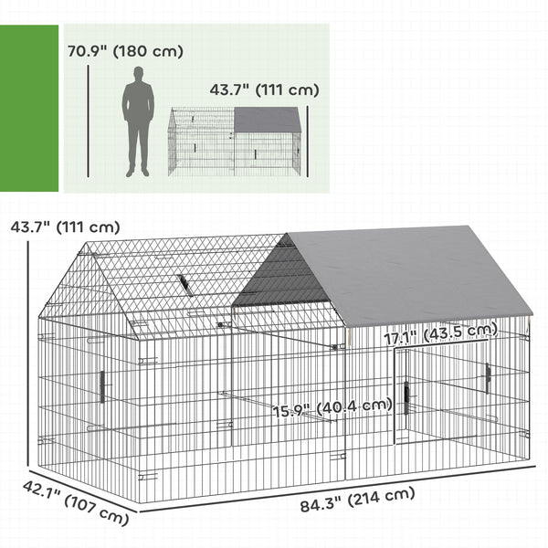 Metal chicken coop with water and UV resistant cover for 2 to 3 chickens