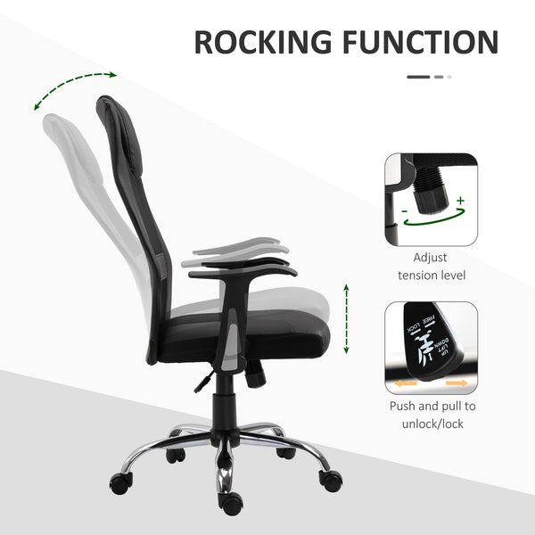 Ergonomic Mesh Office Chair with Tilt Function and Armrests, Black