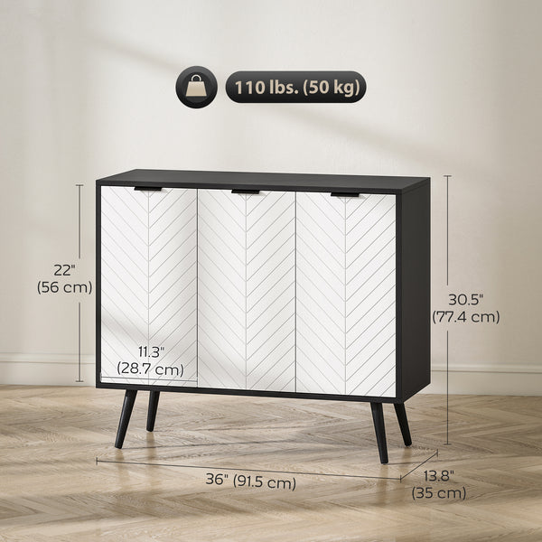 Modern sideboard with adjustable shelves and 3 doors, black