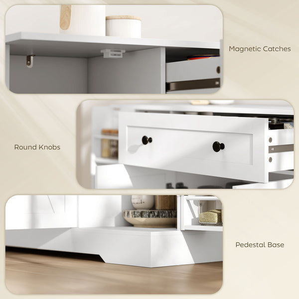 Country style sideboard with door, adjustable shelves, drawer, white