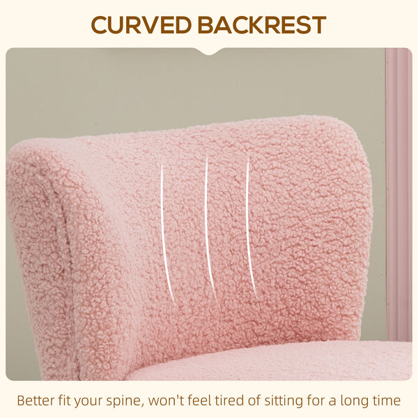 Living room armchair with soft padding and gold legs, pink